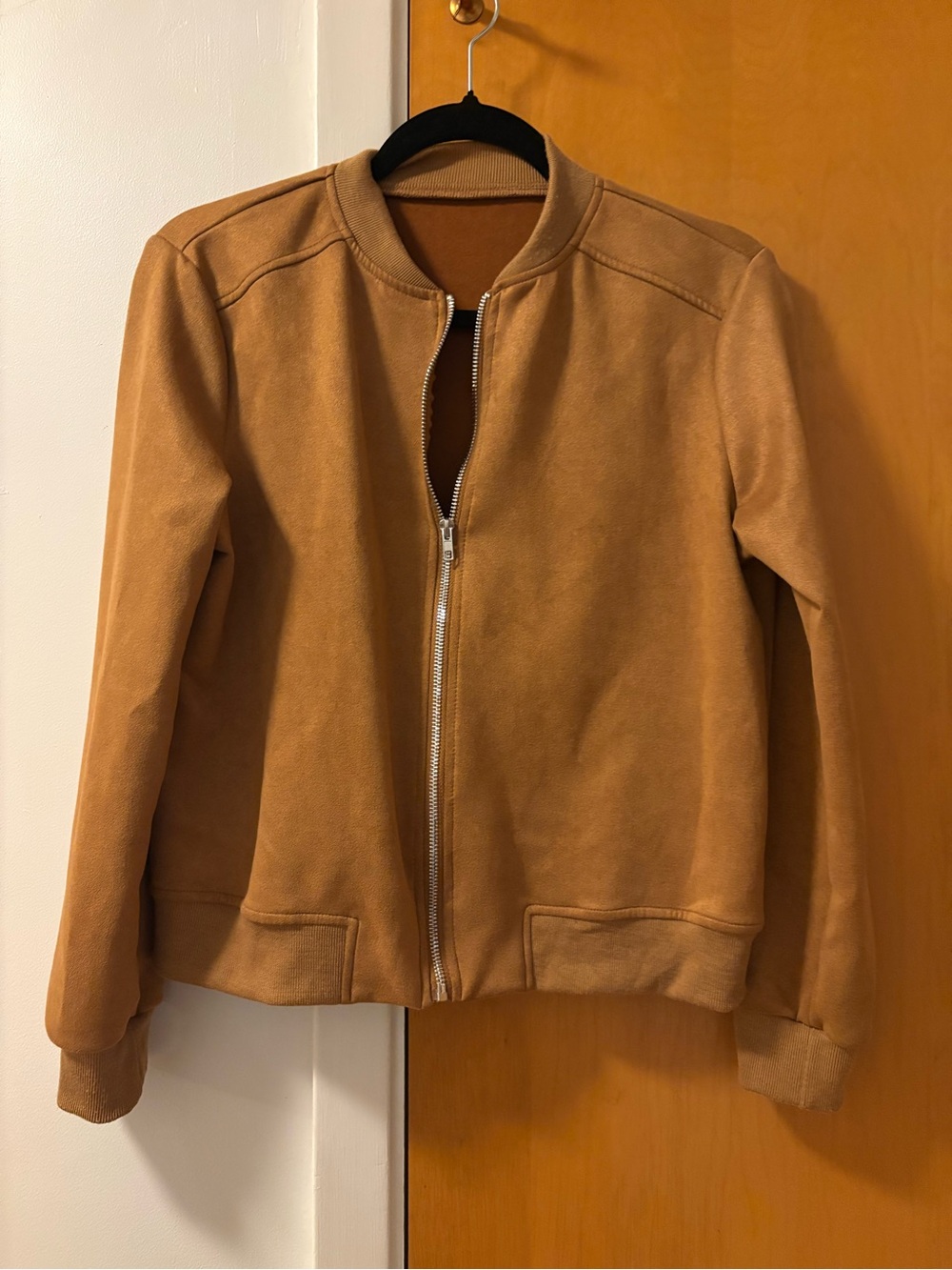 Women’s Camel/Tan Bomber Jacket - Lightweight Zip Front